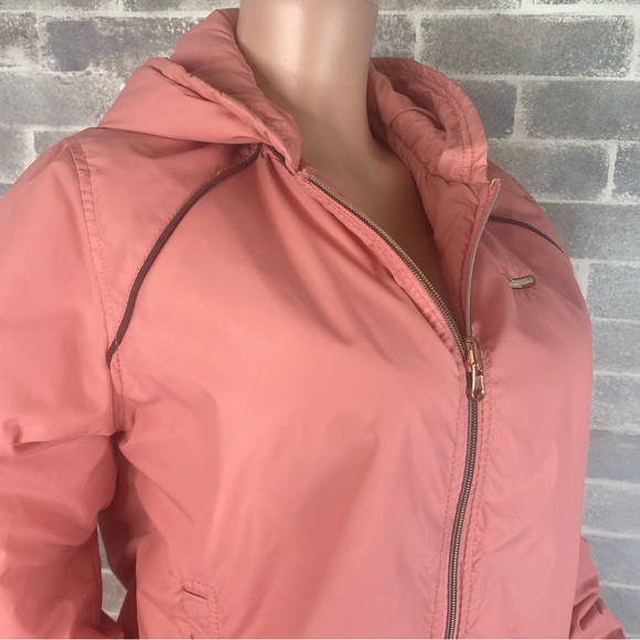 Women’s Peach / Pink Colored Hooded Zip Up Bench Jacket 4 Pockets Size 12 - Picture 5 of 16